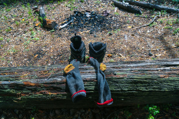Hiking boots and socks