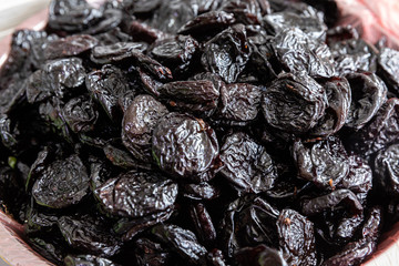 Close-up of prune, dried prune, dried fruits. Cooking ideas.