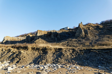 Ruins on the beach of Villers-sur-Mer, Normandy, France