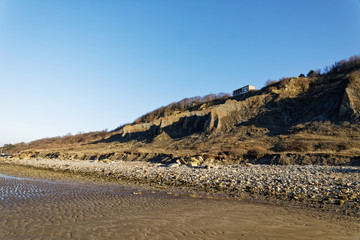 Ruins on the beach of Villers-sur-Mer, Normandy, France