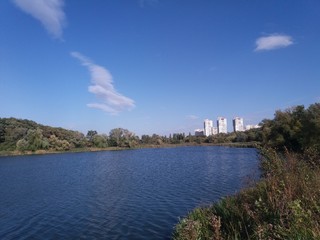 Obraz premium Landskape.lake.nature.blue.water.sky.