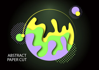 Abstract 3d background with paper cut shapes and dots circles. Design layout for business presentations, flyers, posters and invitations. Colorful art of carving.