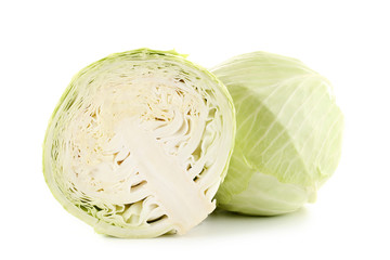 Ripe cabbage isolated on white background