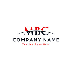 Initial letter MBC, overlapping movement swoosh horizon logo design inspiration in red and dark blue color vector