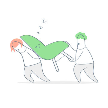 people carrying green chair, sleeping clip art preview
