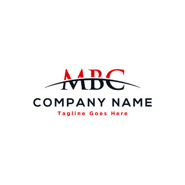 Initial letter MBC, overlapping movement swoosh horizon logo design inspiration in red and dark blue color vector