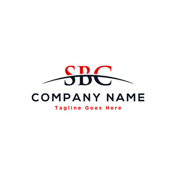 Initial letter SBC, overlapping movement swoosh horizon logo design inspiration in red and dark blue color vector