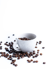 Cup with coffee bean on white