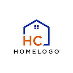 letter HC Line House Real Estate Logo. home initial H and C concept. Construction logo template, Home and Real Estate icon. Housing Complex Simple Vector Logo Template. - vector