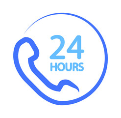 24 hours icon. Call center icon. 24 hour work schedule.
