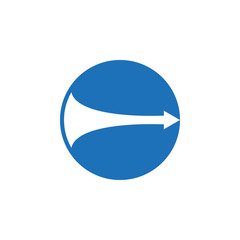 Circle and right arrow flat icon on white background.