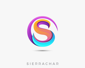 Abstract letter s vector logo. Letter S logo. Universal letter S logo gradient. Circle letter S logo design concept. Sierra and Charlie.