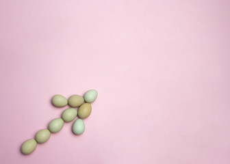 Close-up view of raw chicken eggs.Top view of eggs in bowl. Copy space.