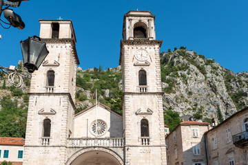 Fototapeta na wymiar Facade of the Cathedral of San Trifón, basilica of Kotor