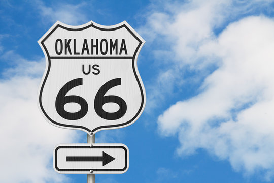 Oklahoma US route 66 road trip USA highway road sign