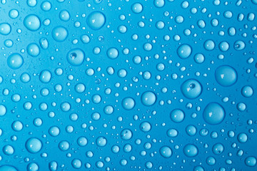 Blue water drops background