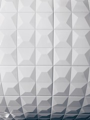 real photo of white ceramic tile shaded abstract geometric pattern. Origami paper style. 3D wall design rendering background