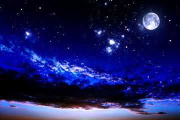 Naklejka na ściany i meble Night sky with stars and moon
