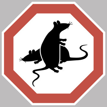 Watch out rats. Sign. An octagonal sign warning that mammals are in the area.