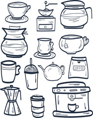 set coffee house elements design