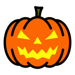 gz474 GrafikZeichnung - german - Kürbis mit ausgeschnittener Fratze. english - halloween pumpkin icon: Jack O’Lantern. simple template isolated on white background - close-up - square - xxl g8541