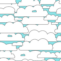 Seamless vector clouds on a blue background. Design suitable for fabric, wallpaper, wrapping paper, posters.