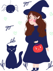 hallowween girls illustration