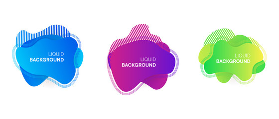 Set of abstract modern graphic banners. Liquid shape colorful elements. Fluid background with Gradient. Template for your design, logo, flyer or presentation