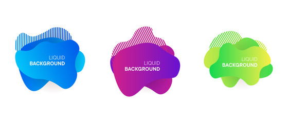 Set of abstract modern graphic banners. Liquid shape colorful elements. Fluid background with Gradient. Template for your design, logo, flyer or presentation