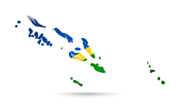Solomon Islands flag and contour of the country.