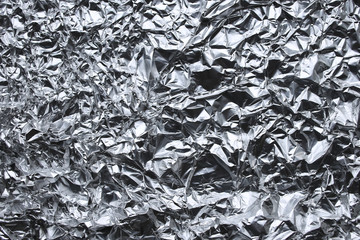 Wrinkled foil silver background texture