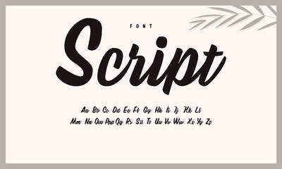 Handwritten calligraphic alphabet. Brush font, script.