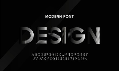 Vector of modern abstract font and alphabet