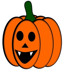 Vector illustration of orange grinning pumpkin for Halloween