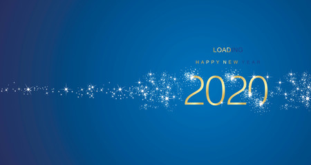 Naklejka na ściany i meble New Year 2020 greetings loading firework gold white blue color vector