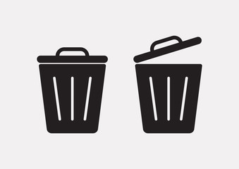 Garbage. Set of trash basket icon. Vector illustration