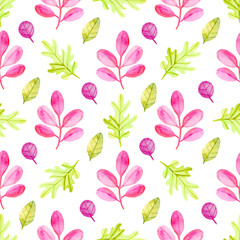 Pattern with red and green leaves