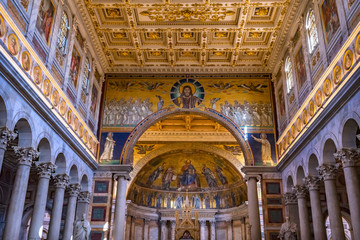 Fototapeta na wymiar Ciborium Tomb Mosaics Papal Basilica Paul Beyond Walls Rome Italy