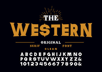 Western style retro alphabet font.