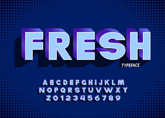 'Fresh' Vintage 3D Sans Serif Bold Alphabet.