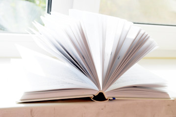 The open book on the window sill