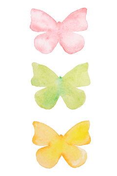 Watercolor butterfly. Hand drawn beautiful butterflies set isolated.