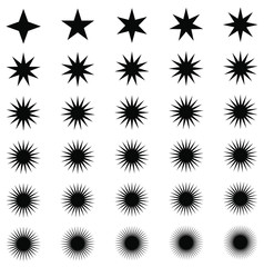 Set of thirty stars, circumference / center ratio - 1:2.6, four to fifty rays