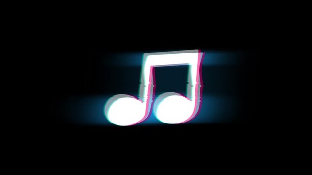 Music Song Chord Symbol on Glitch Led Screen Retro Vintage Display Animation 4K Animation Seamless Loop Alpha Channel.