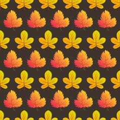 Fototapeta premium Autumn seamless background with maple leaves
