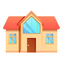 Front cottage icon. Cartoon of front cottage vector icon for web design isolated on white background