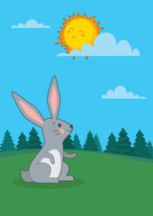 Hare or rabbit and sun