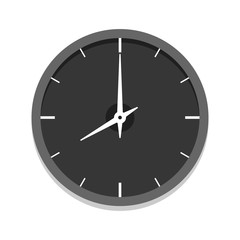 Modern black clock icon, single isolated vector illustration. Office clock without numerals. Eight oclock.