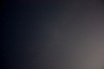 Abstract Long exposure of a clear night sky with shining stars for the background.
