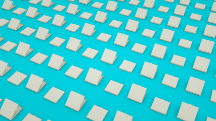 white pizza boxes on a blue background. 3d render illustration